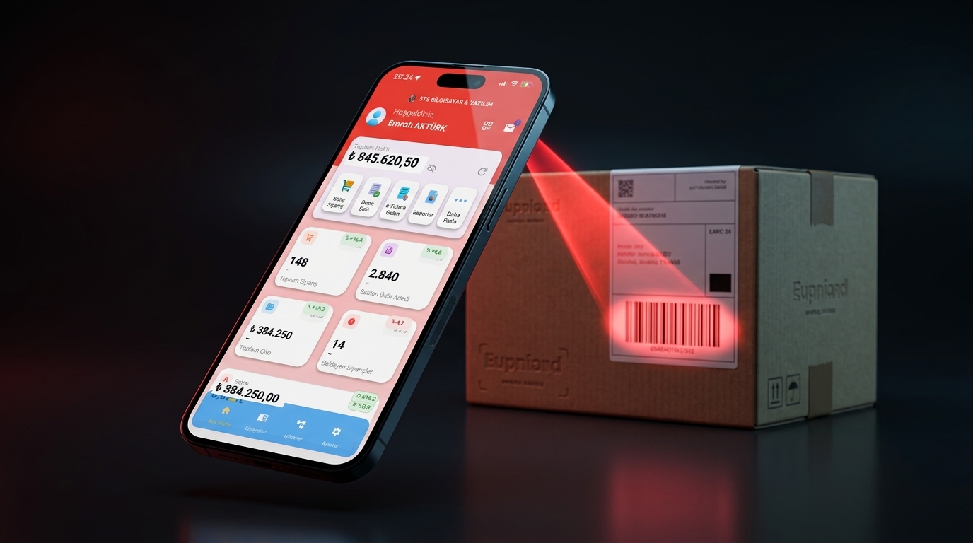 STS App Saha Satış ve Depo Yönetimi Mobil Arayüz Görseli